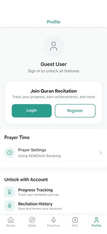Profile screen